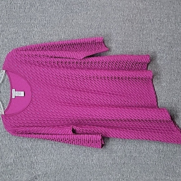 Catherines Purple Sequined  Blouse ¾ Sleeve Womans Size 2X Asymmetrical Hem - Picture 1 of 12